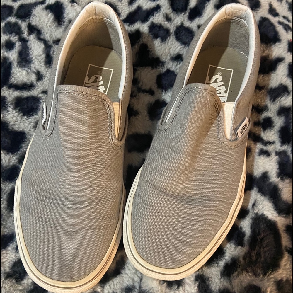 grey slip on vans